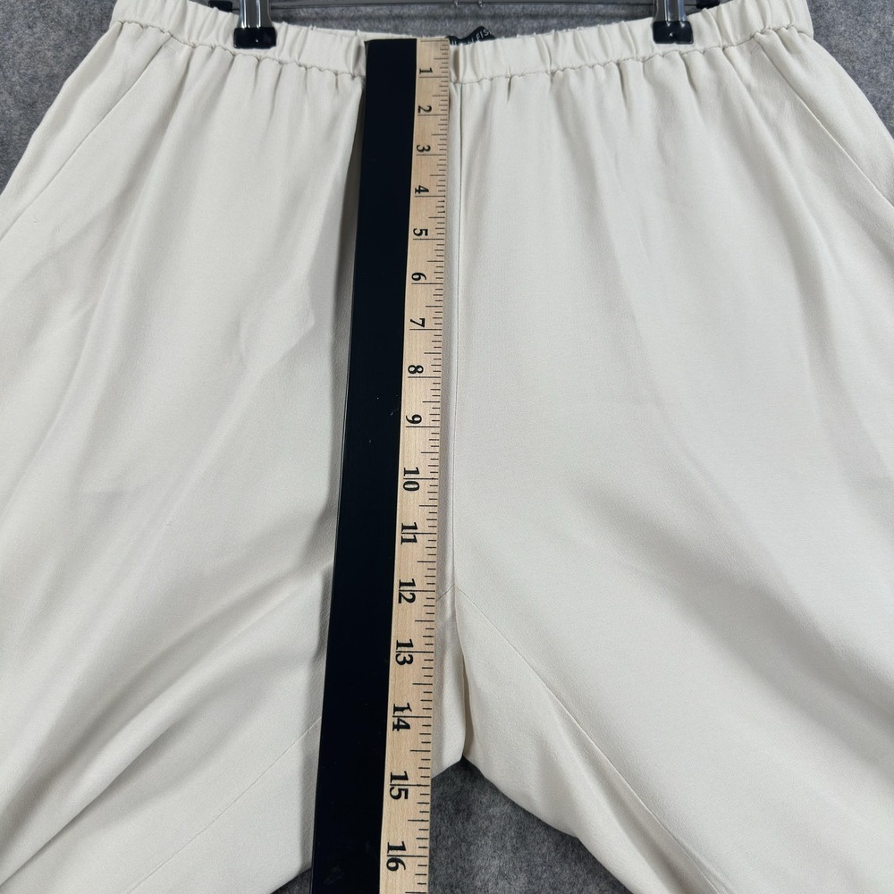Eileen Fisher Pants Womens Medium White Silk Crepe Wide Leg Pull On Relaxed Fit - Picture 3 of 11